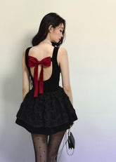 Audrey Velvet Slim Black Mini Dress